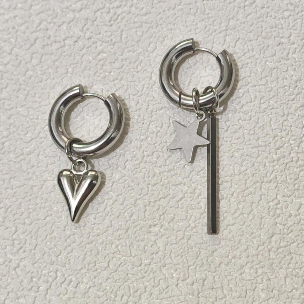 Punk Red Peach Heart-shaped Pendant Earrings for Women Simple Geometric Circular Ear Buckle Fashion  Accessories Gift