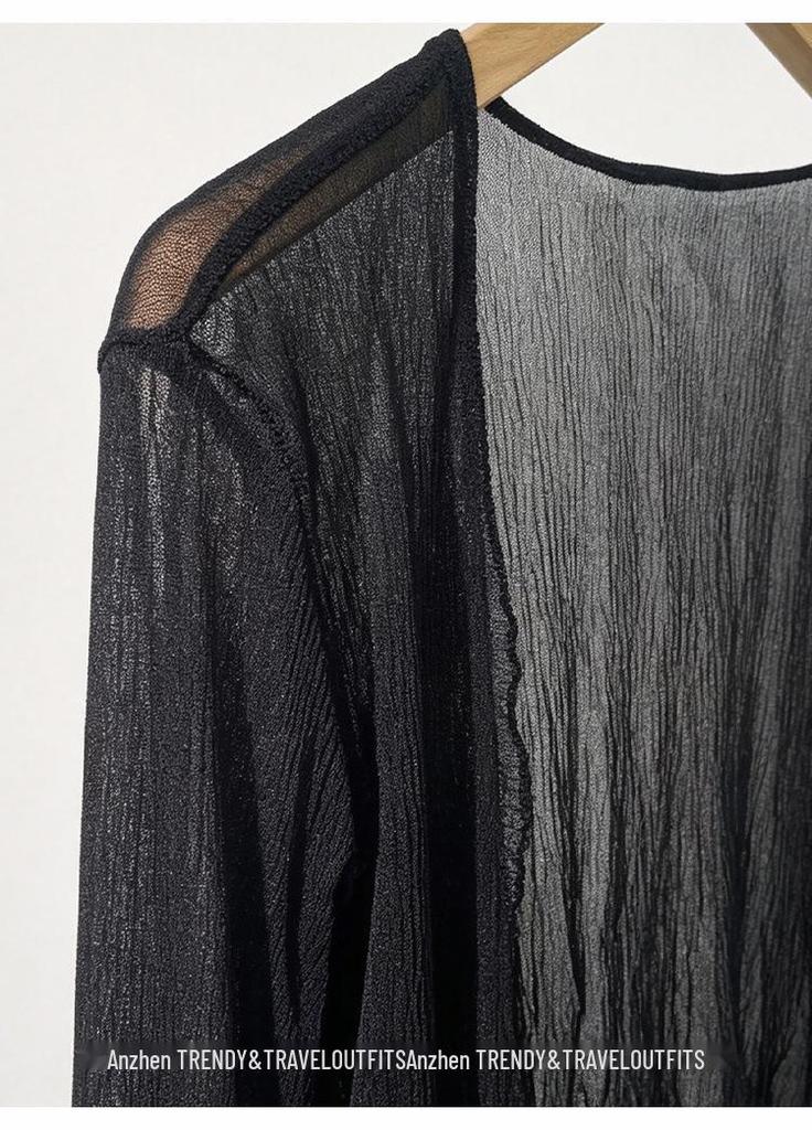 2026 Summer Sheer Ice Silk Bow Cardigan with Sun Protection