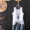 Spring/Summer Women's Knitted Tank Top Solid Color Artistic Retro Loose Cotton and Hemp Bottom Shirt Strap Top