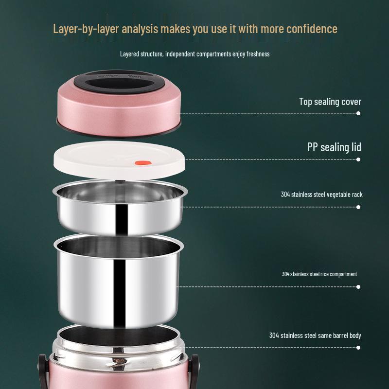 High-Value Insulated Lunch Box: Stylish & Durable 304 Stainless Steel, Ideal for Workers, Students, and Home Use