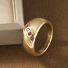 Retro luxurious pink artificial zirconia ring made of copper, a fashionable women's ring for gift purposes