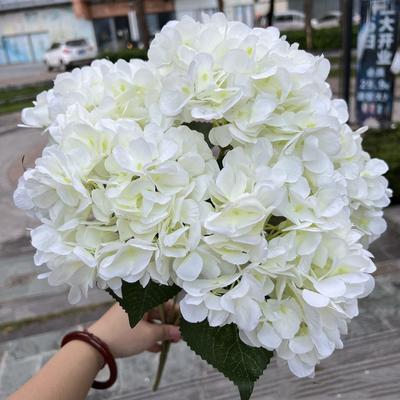 New 5 Heads Artificial Hydrangea Flower Large Size DIY Bridal Hydrangea Bouquet Silk Floral Decor for Home Party Wedding