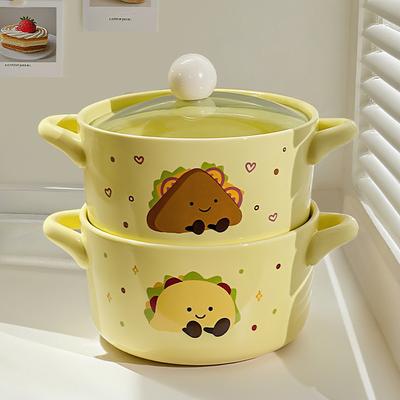 High-value and Cute Taco Instant Noodle Bowl Student Dormitory Noodle Bowl Ceramic Tableware Microwave Oven Snail Powder Bowl Large Capacity