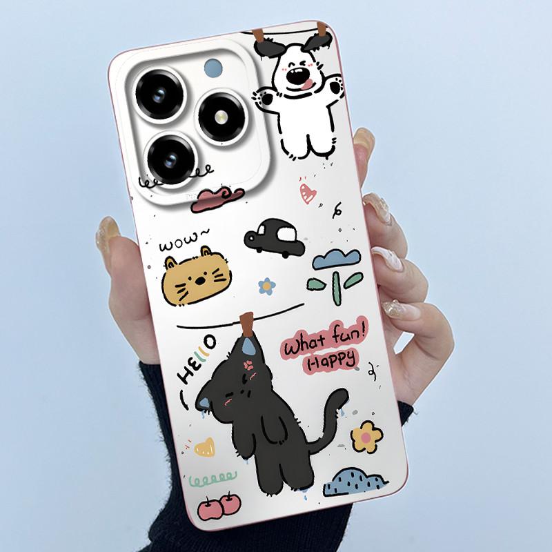 Case For Realme C61 C63 Cute Panda Sweet Girls Cats Silicone Soft Back Cover For Realme Narzo N63 2024 Bumper Protective Casing