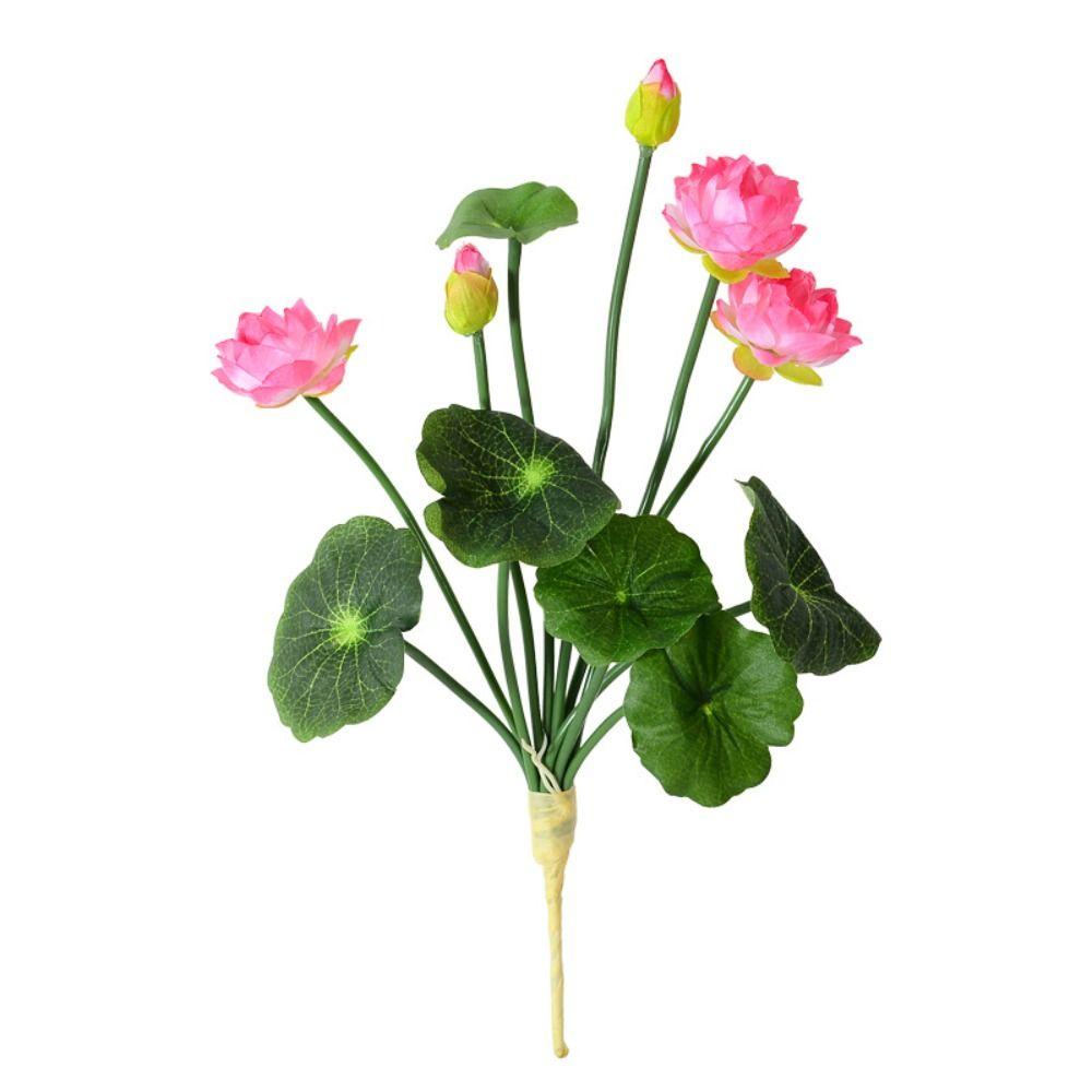 Plastic Artificial Lotus Flower Lifelike Simulation Lotus Mini Silk Lotus  Party Decor