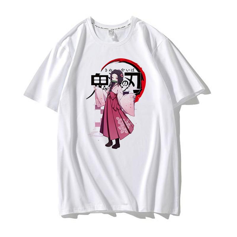 Casual Anime Demon Slayer Kimetsu No Yaiba Graphics Women T-Shirt Summer Loose Blouse 90S O-Neck Ladies White Kids Tops Men Tees