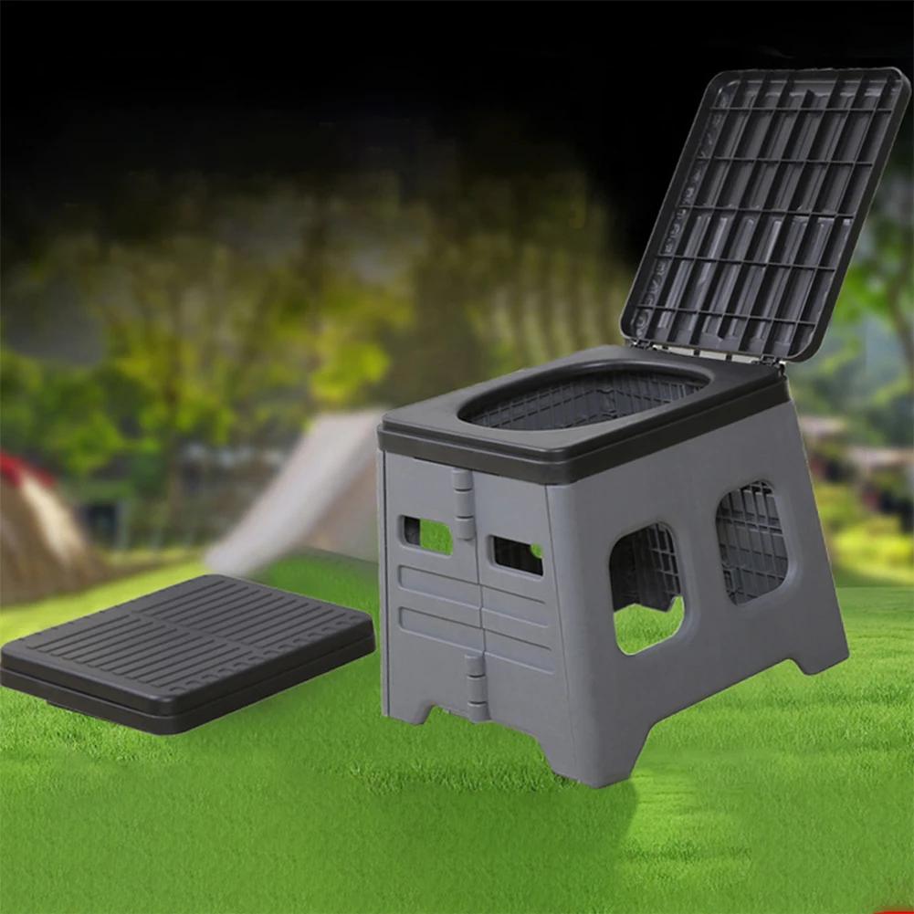 Portable Folding Toilet with Lid Foldable Outdoor Camp Toilet Multifunctional Folding Truck Toilet for Outdoor Emergencies