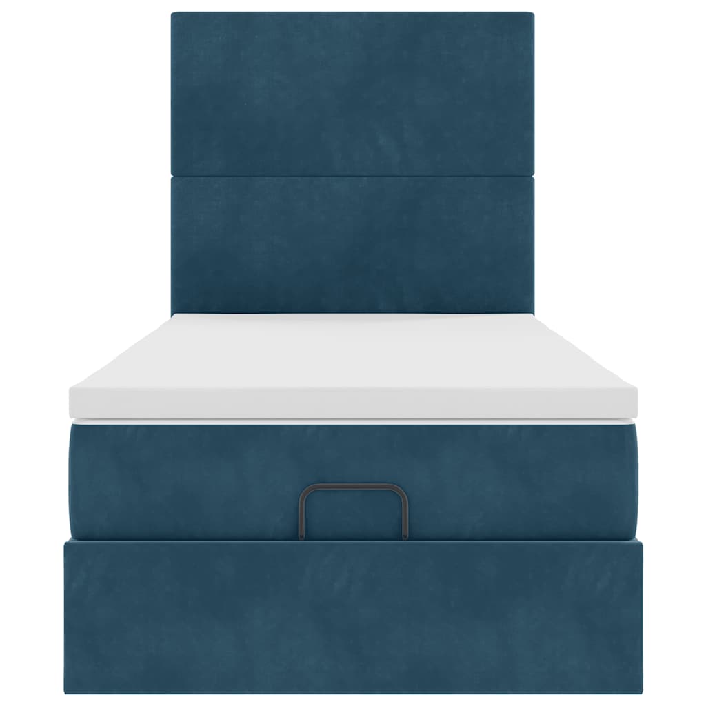 Ottoman Bed with Mattress Dark Blue 80x200 Cm Velvet