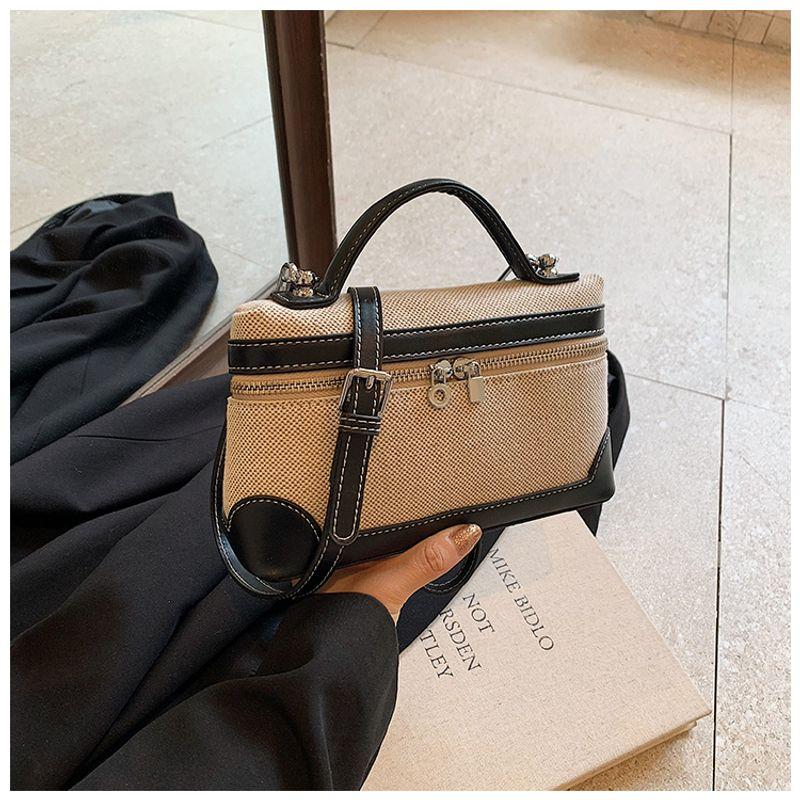 

Canvas K-style Fashion Casual Easiest for Match Square Crossbody Bag Black without pendant