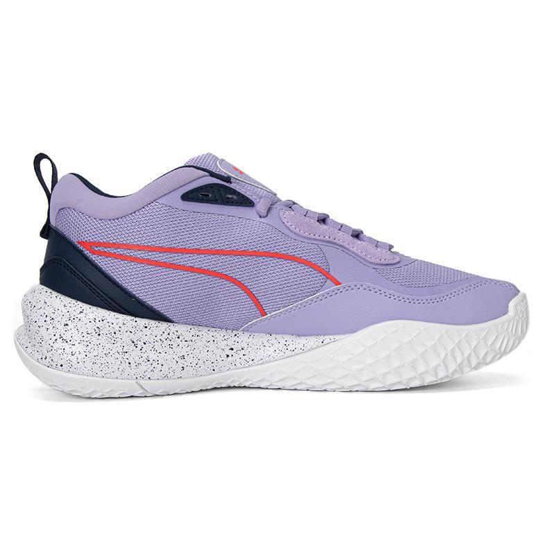 Puma Playmaker Round Toe Lace-Up Slip-Resistant Durable Low-Top Basketball Shoes Men Sneaker Purple White Red 377576-04