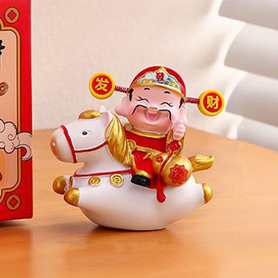 Čínské zvěrokruhové koňské sošky Rok koně Roztomilá otočná figurka koně Pryskyřice Šťastná Feng Shui ozdoba pro domácnost, kancelář, obchod Stolní dekorace