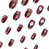 Christmas Themed Glittering Press On Nail 24PCS 3D Santa Snowflake Design Short Oval False Nail For Festive Styling