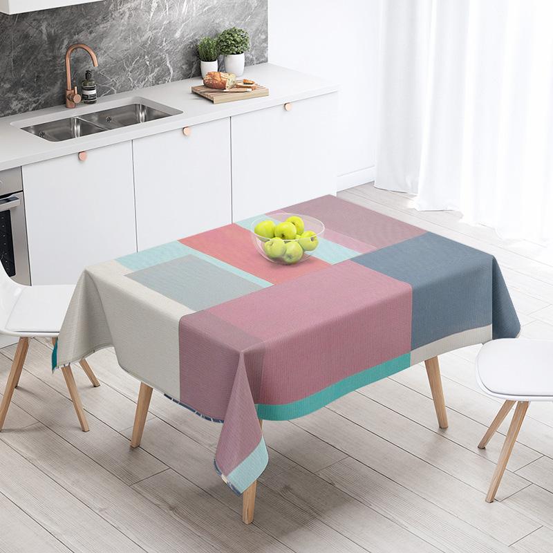 Abstract Geometric Tablecloth Waterproof Stain Resistant Party Decoration Restaurant Cafe Dining Table Tablecloths 140X200Cm