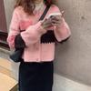 Spring Autumn Winter Korean-Style Knit Cardigan: Women's Fashion Color-Block Striped Short Outer-Wear Sweater