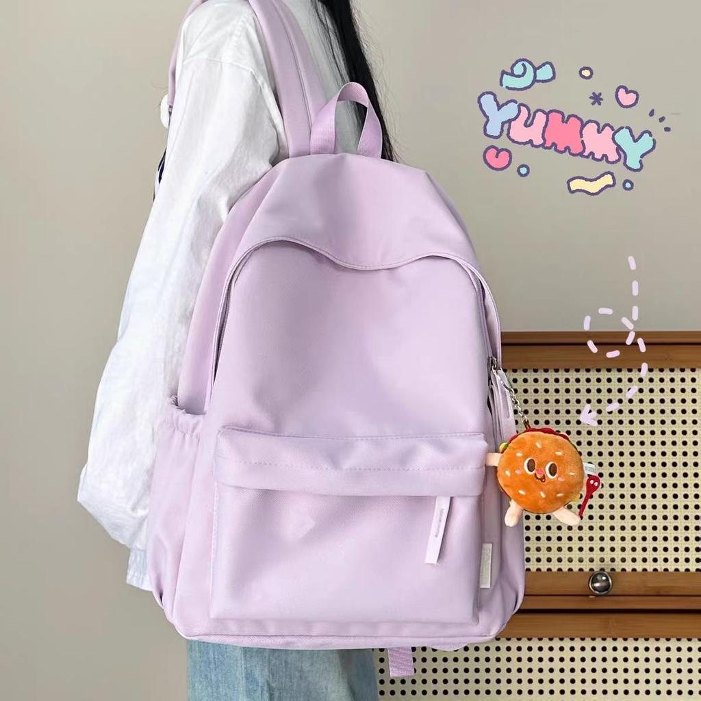 Schoolbag Schoolbag for Female Junior High School Students, Simple and Versatile Backpack for High School Students, Japanese Solid Color Casual