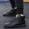 Black Men's Boots Lace Up Male Shoes Non Slip Vintage Y2k Offer Cheap Size 44 High Quality In Promotion Offers Sale Comfortable