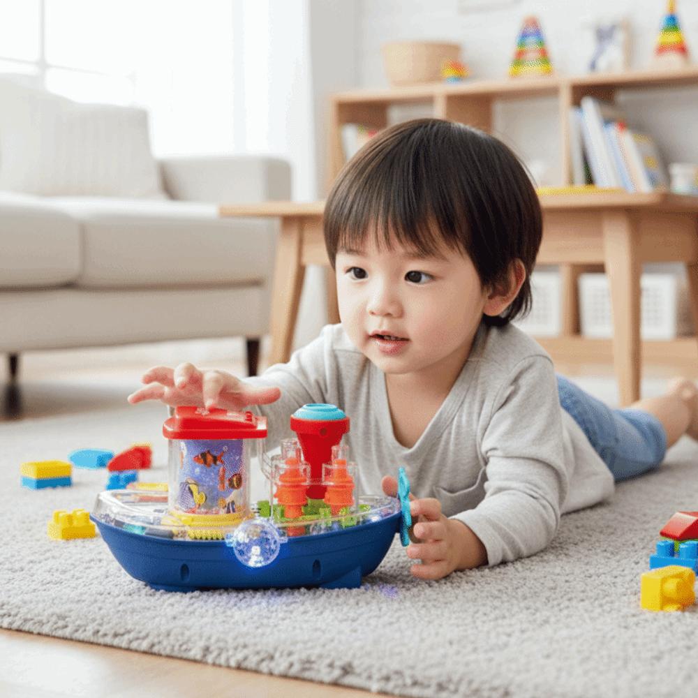 Sound Light Toy Electric Moving Boat Toy Plastic Musical Ship Toy  Kids Gift