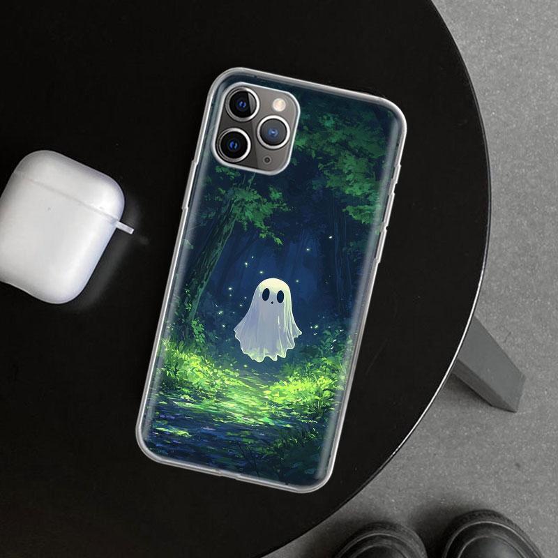 Cute Halloween Ghost Phone Case Cover for iPhone 11 12 13 Mini 14 15 Plus 16 Pro Max 17 Air 7 8 + SE Art Customized Fundas 11 12