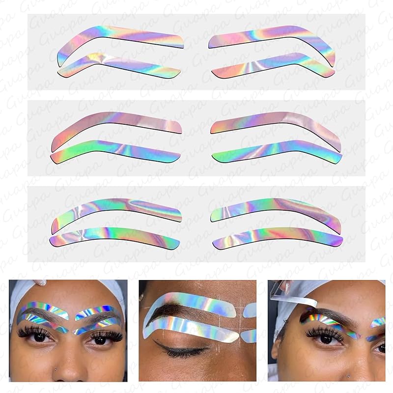 

Наклейки Guapa для моделювання брів аерографом, Райдужні трафарети-стрічки для фарбування брів з високою/середньою/пласкою дугою, 3 форми на вибір Rainbow Colors-D