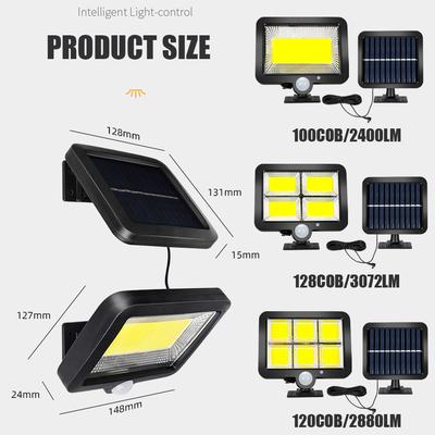 Lămpi Solare Super Luminoase 3000LM de Exterior, Lampă de Perete Split 3 Moduri, Impermeabilă, cu Senzor de Mișcare, Lumină Stradală pentru Casă, Grădină, Peisaj