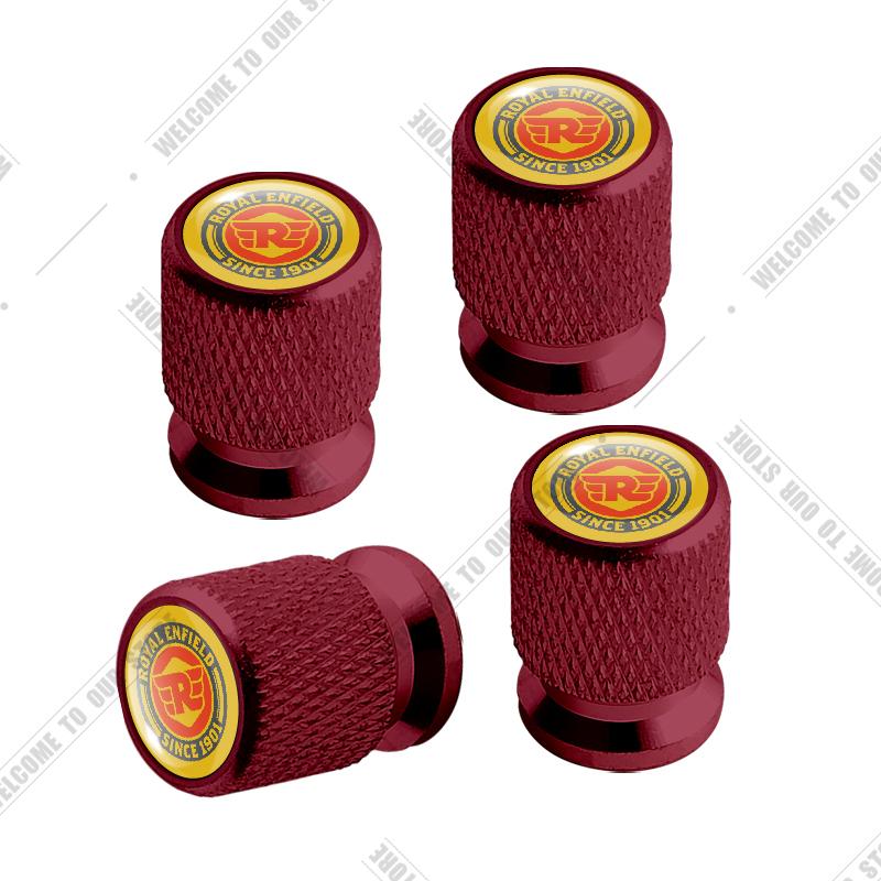Motorcycle CNC Aluminum For Royal Enfield Bullet/Meteor/Classic 350 500 650 400 Emblem 4pcs Tire Valve Air Port Stem Cover Caps