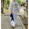 Used Whim Gazette Yukata White Marukyu Shoten Adult Elegant Navy Blue