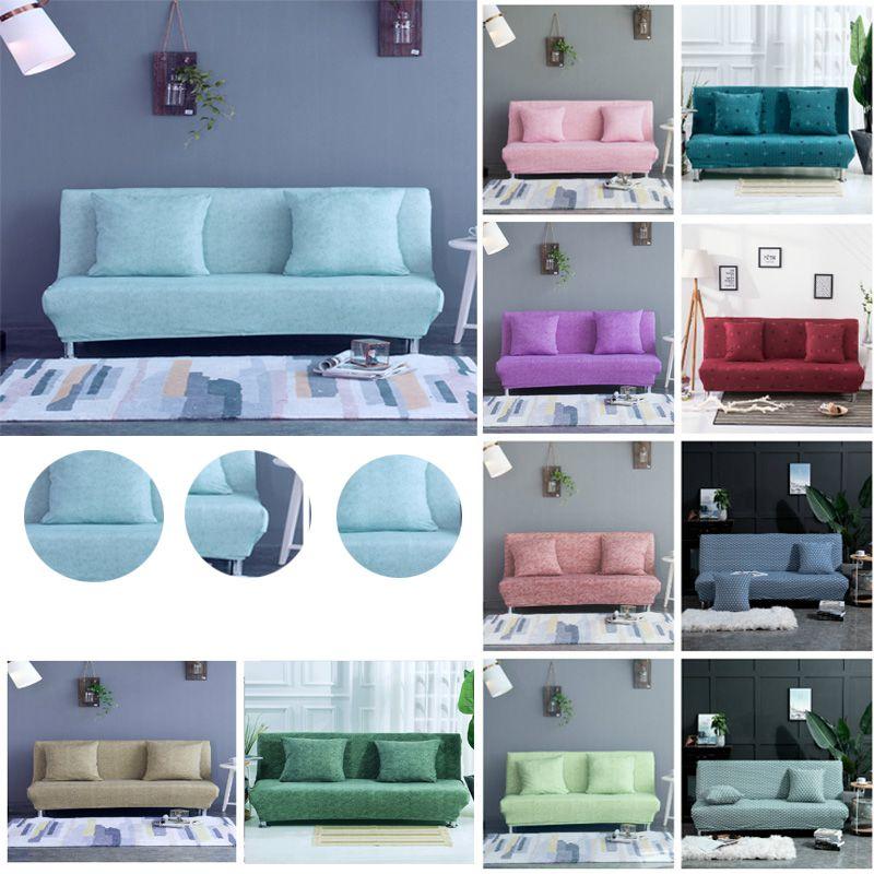 Solid Universal Stretch Color Folding Sofa Bed Cover Without Armrest Slipcovers