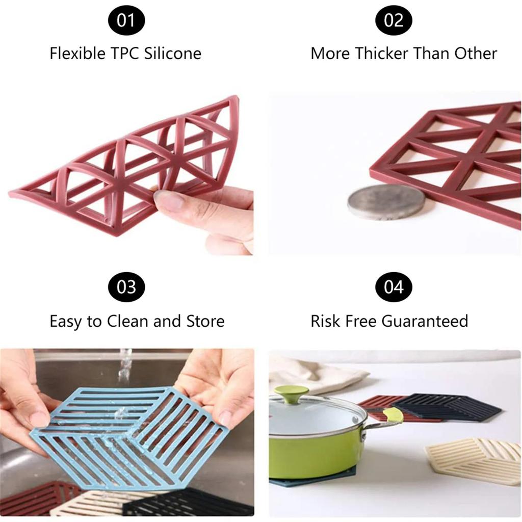 1/3/6PCS Rubber Tableware Insulation Mat Coaster Cup Hexagon Mats Pad Heat-insulated Bowl Placemat Home Decor Eco-friendly