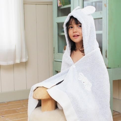 

Kontex CHOUETTE Полотенце для купания с капюшоном для младенцев, малышей и детей, Сделано в Японии из полотенец Имабари (синий)