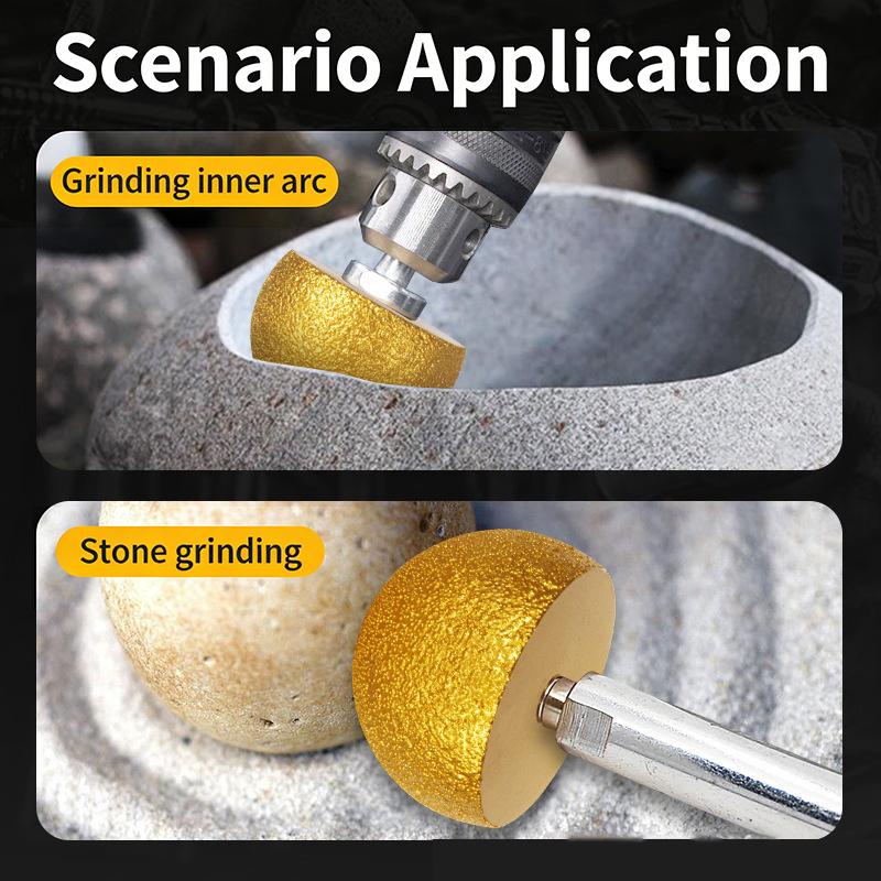 30 40 50mm Brazed Mushroom Head Diamonded Grinding Bits For Inner Arc Bowl Bottom Trimming Engraving Bit Polishing Grinding Tool