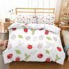 Red Strawberry Cute Bedding Set 3D Pink Lovely Summer Fruit Duvet Cover King Queen For Kids Girls 2/3pcs Polyester Quilt Cover