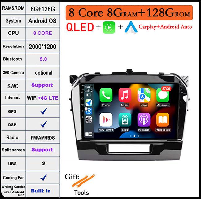 For Suzuki Vitara 4 2014 - 2018 Android 14 4G WIFI DSP CarPlay Autoradio Car Radio Multimidia Video Player Navigation GPS