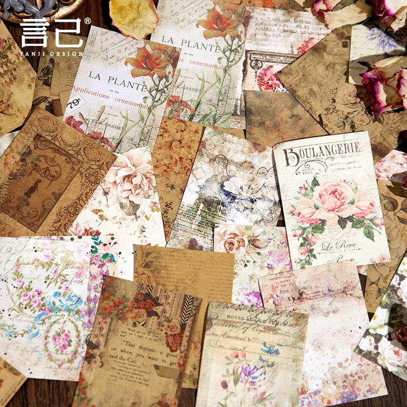 100 Sheets Vintage Base Material Collage Decor Paper, Large Capacity Art Retro Journal Background Paper