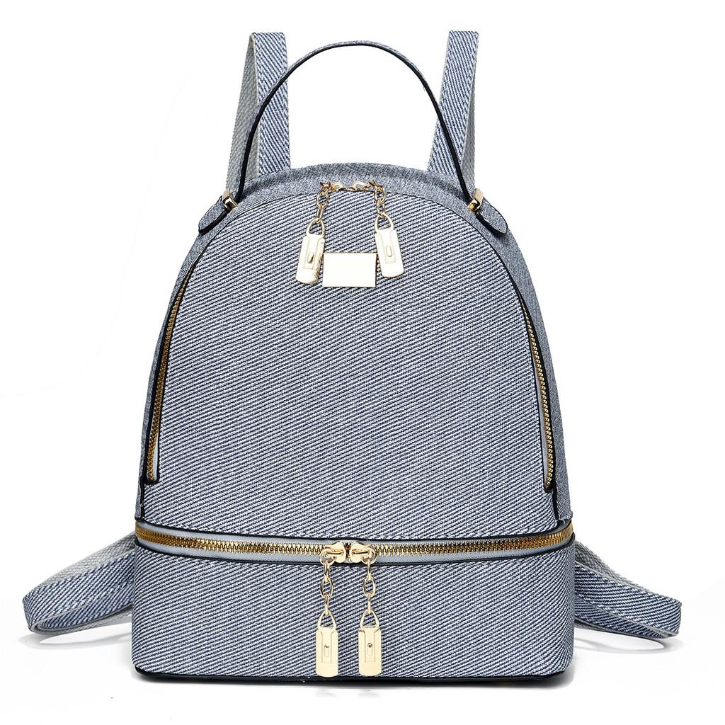 

Stylish Macaron Color Canvas Backpack With Large Capacity For Travel And School Use