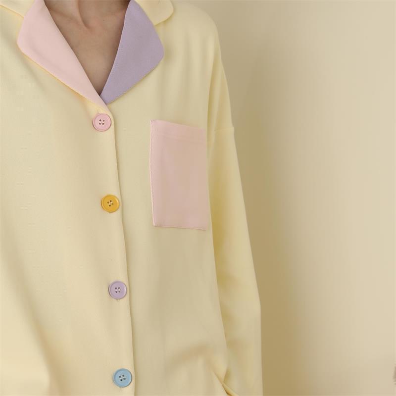 Pigiama da Donna Color Caramella Dolce Autunno Inverno Velluto Caldo Indumenti da Notte Casual per la Casa Manica Lunga Pigiama in Velour