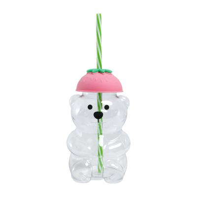 Bear Straw Cup Cute Bear Glass Cup Household Juice & Beverage Cup