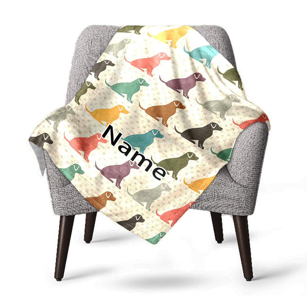 Colorful Dog Pattern Home Customize Your Name Blankets Comfortable Soft Lightweight Allseason Multipurpose Blanket For Picnics Sofas Offices Beds