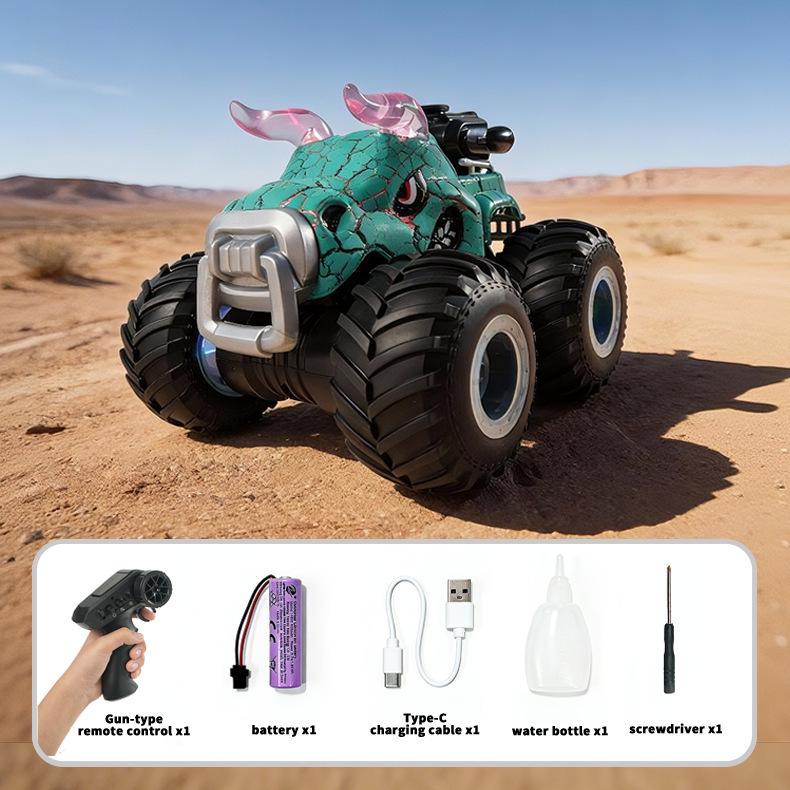Dinosaur Remote Control Monster Truck: Off-road Bigfoot Stunt Car with Spraying Feature Single Battery Standard