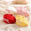 Thick Warm Girls Painter Cap Cotton Toddler Warm Beanie Fashion Bow Knit Headwear  Girl