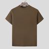 INCERUN Men Mockneck Summer Short Sleeve Solid Casual Skinny T-shirts Tee