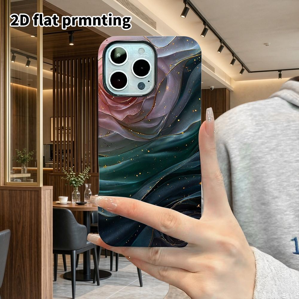 Phone Case: 2D Flat Suitable for iPhone 18, 17, 16, 15, 14, 13 Pro Film Protective Case, Couple Style, Gold Glitter Rose, Christmas and Halloween Gift