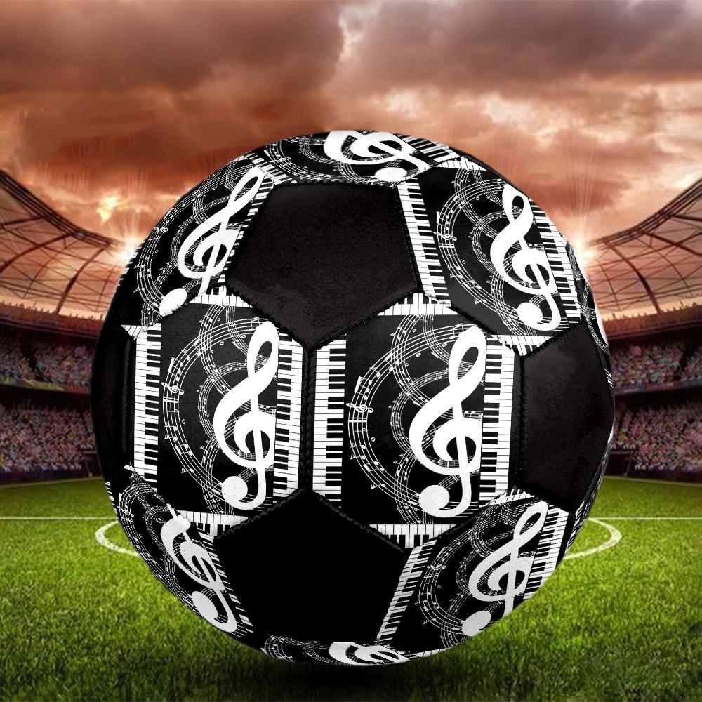 Music Note Indoor Soccer Ball Colorful All Ages Size 5 Machine Stitched PVC Competition Ready Durable High-Bounce