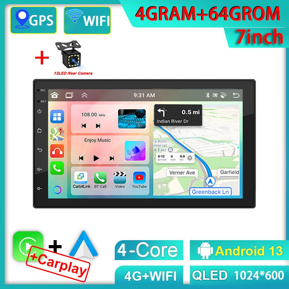 Universal 7 9 10 inch 2Din Car radio Android 13 64G Autoradio Touch Screen Wireless carplay android GPS BT Multimedia Player