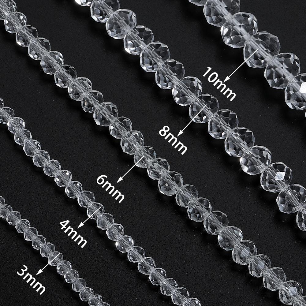 3 4 6 8 10mm Faceted Crystal Beads Transparent Rondelle Glass Loose Beads For Jewelry Making DIY Bracelet Necklace Accessories
