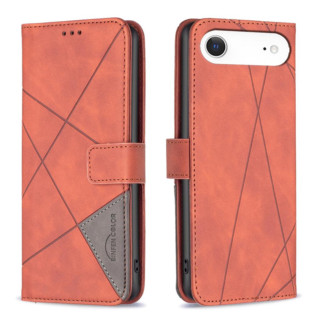 For iPhone Air Phone Case BINFEN COLOR Wallet Stand Geometry Imprinted Leather Cover