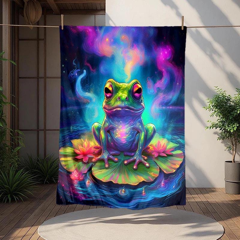 1pc Frog Printing Lightweight Flannel Blanket, Comfortable and Warm Blanket, for Camping Sofa Bed and Couch Office, Suitable for Gift Blanket