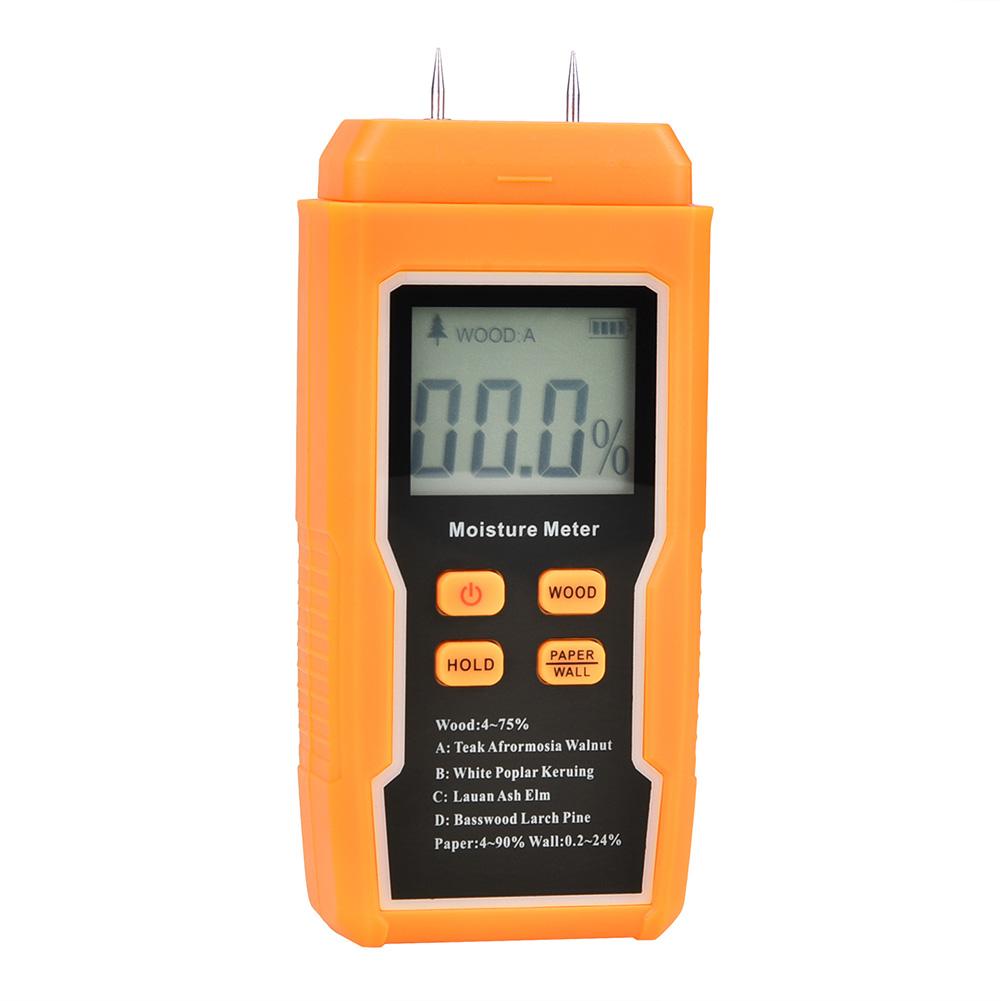 Two Pins Wood Moisture Meter Backlit Digital Paper Humidity Tester Wall Hygrometer Timber Damp Detector