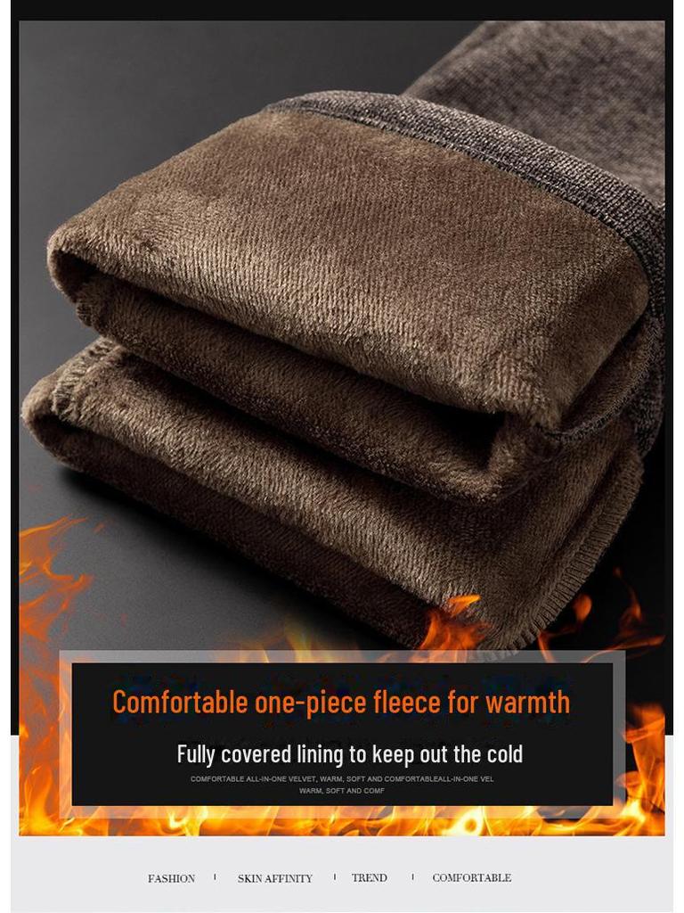 Men's Chenille Velvet Elastic Waist Casual Pants - Thick, Brushed Wool, Loose Fit for Autumn/Winter