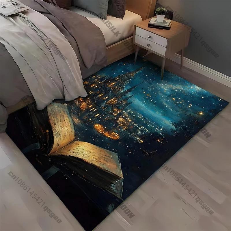 1PC Magic Book Castle Carpet for Living Room Game Rugs Soft Floor Cartoon Rugs Bathroom Rug Mat Home Decor Rugs for Bedroom