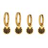 European Stainless Steel Shell Pendant Earrings: 18K Gold-Plated Fashionable High-End Ear Cuffs